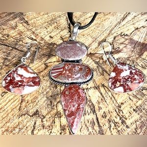 Wave Dolomite Pendant & Earrings